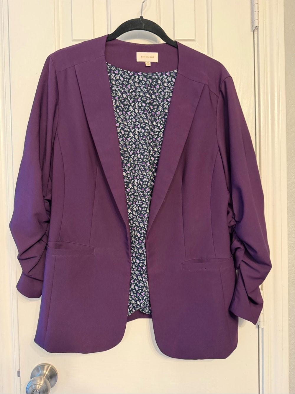 Skies Are Blue Purple Open-Front Blazer